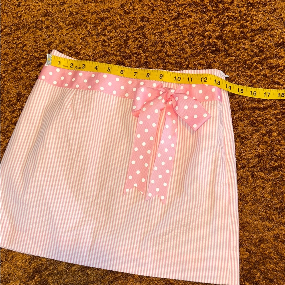 Molly B Pink and White Mini Skirt with Polka Dot Bow - Picture 3 of 6